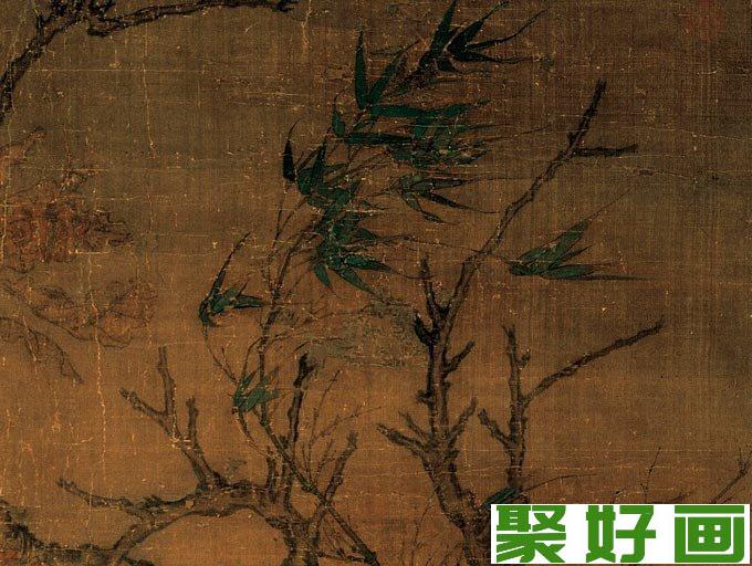 崔白《双喜图》传世工笔写实花鸟名画《禽兔图》局部04