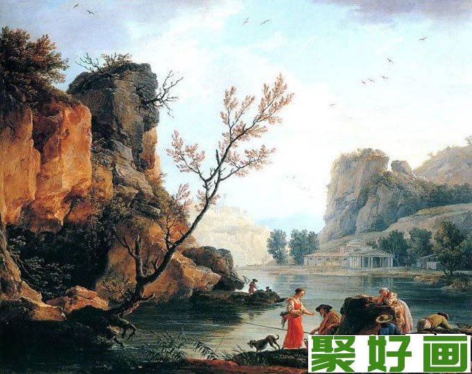 欧洲古典重彩风景<a href=../zhonglei/youhua/ target=_blank class=infotextkey><a href=../zhonglei/youhua/ target=_blank class=infotextkey>油画</a></a>图片：钓鱼