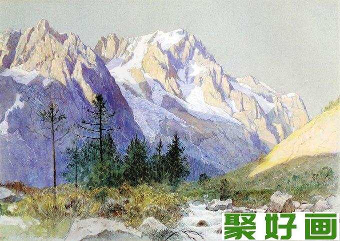 雪山美景<a href=../zhonglei/shuicaihua/ target=_blank class=infotextkey><a href=../zhonglei/shuicaihua/ target=_blank class=infotextkey>水彩画</a></a>作品欣赏