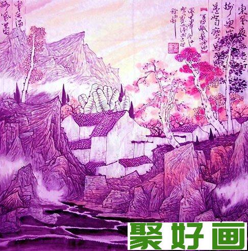 薛学凡工笔重彩山水画作品