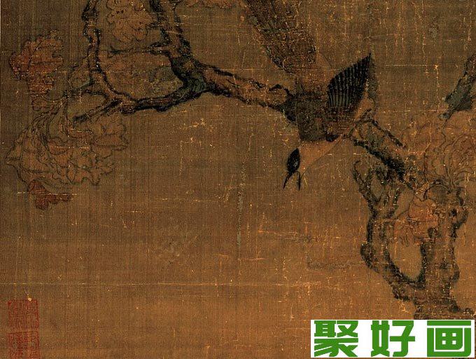 崔白《双喜图》传世工笔写实花鸟名画《禽兔图》局部03