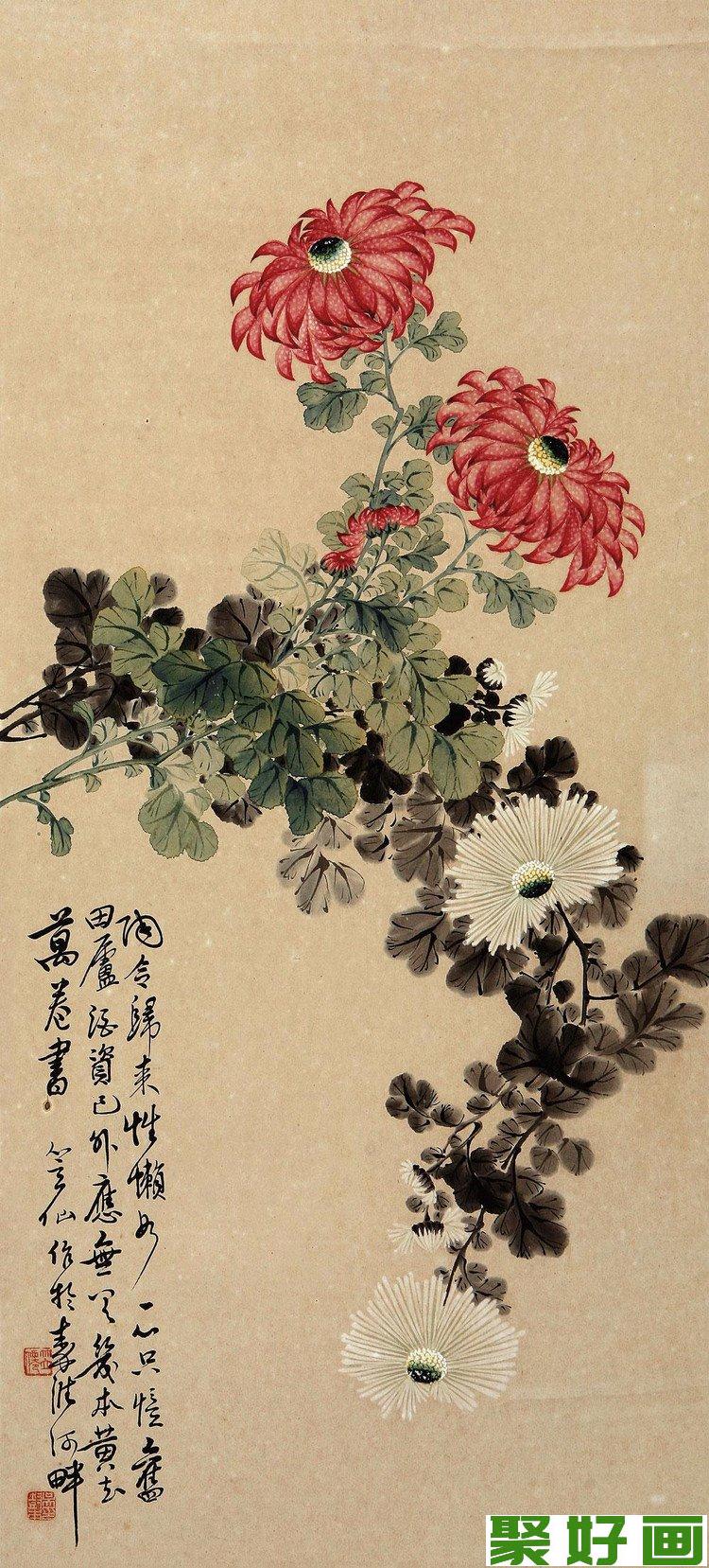 吴笠仙花鸟画菊花作品欣赏