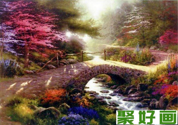 《小桥流水人家》风景<a href=../zhonglei/youhua/ target=_blank class=infotextkey><a href=../zhonglei/youhua/ target=_blank class=infotextkey>油画</a></a>图片欣赏：光与线的结合