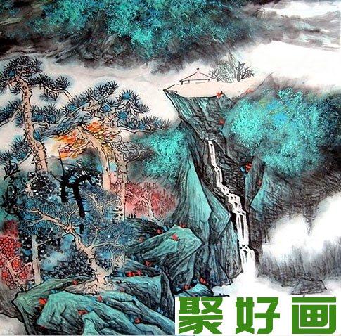 薛学凡工笔重彩山水画作品