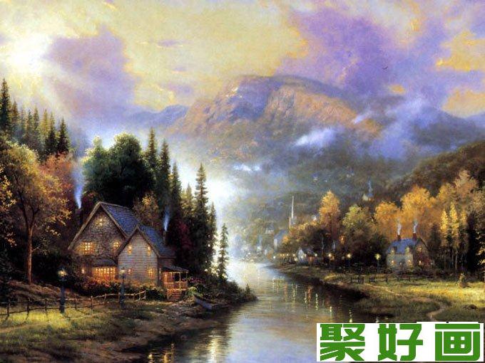 欧洲风情风景<a href=../zhonglei/youhua/ target=_blank class=infotextkey><a href=../zhonglei/youhua/ target=_blank class=infotextkey>油画</a></a>图片欣赏：山林暮色