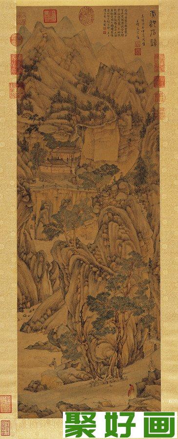 文伯仁山水画： 画天池石壁 