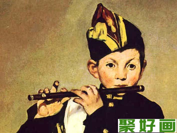 马奈《吹笛少年》局部高清大图欣赏