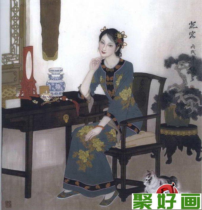 项维仁工笔国画古典美女人物图片7