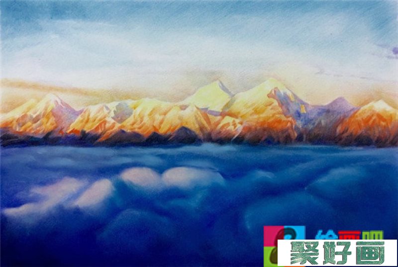 彩铅画风景：彩铅画云海风景步骤教学