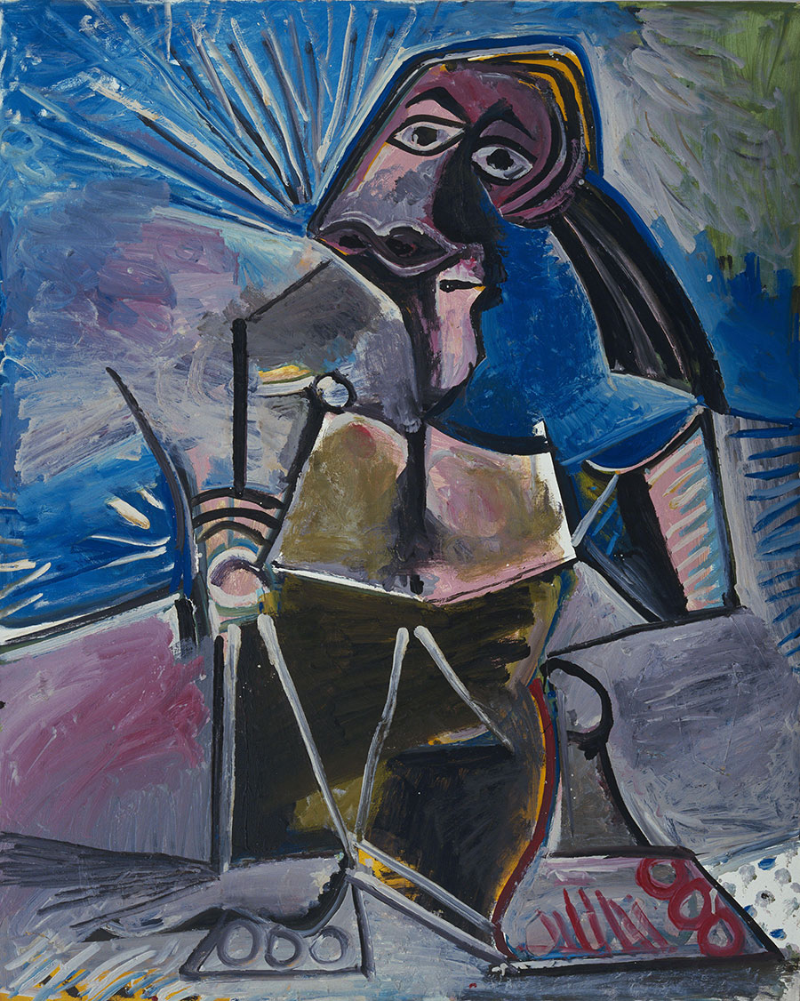毕加索抽象画：八月的工作者（at work）