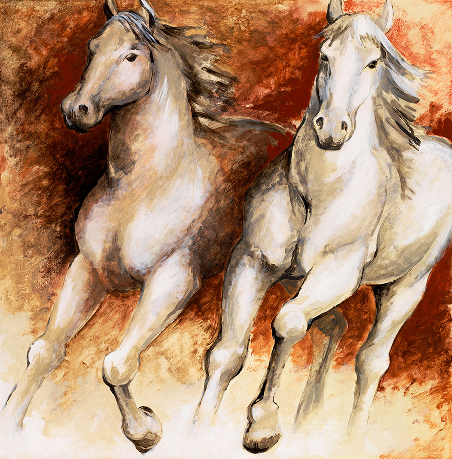 欧式两联画:奔跑的马装饰画下载  B