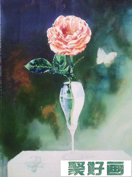 水彩临摹油画玫瑰静物绘画步骤过程 - 绘画吧7