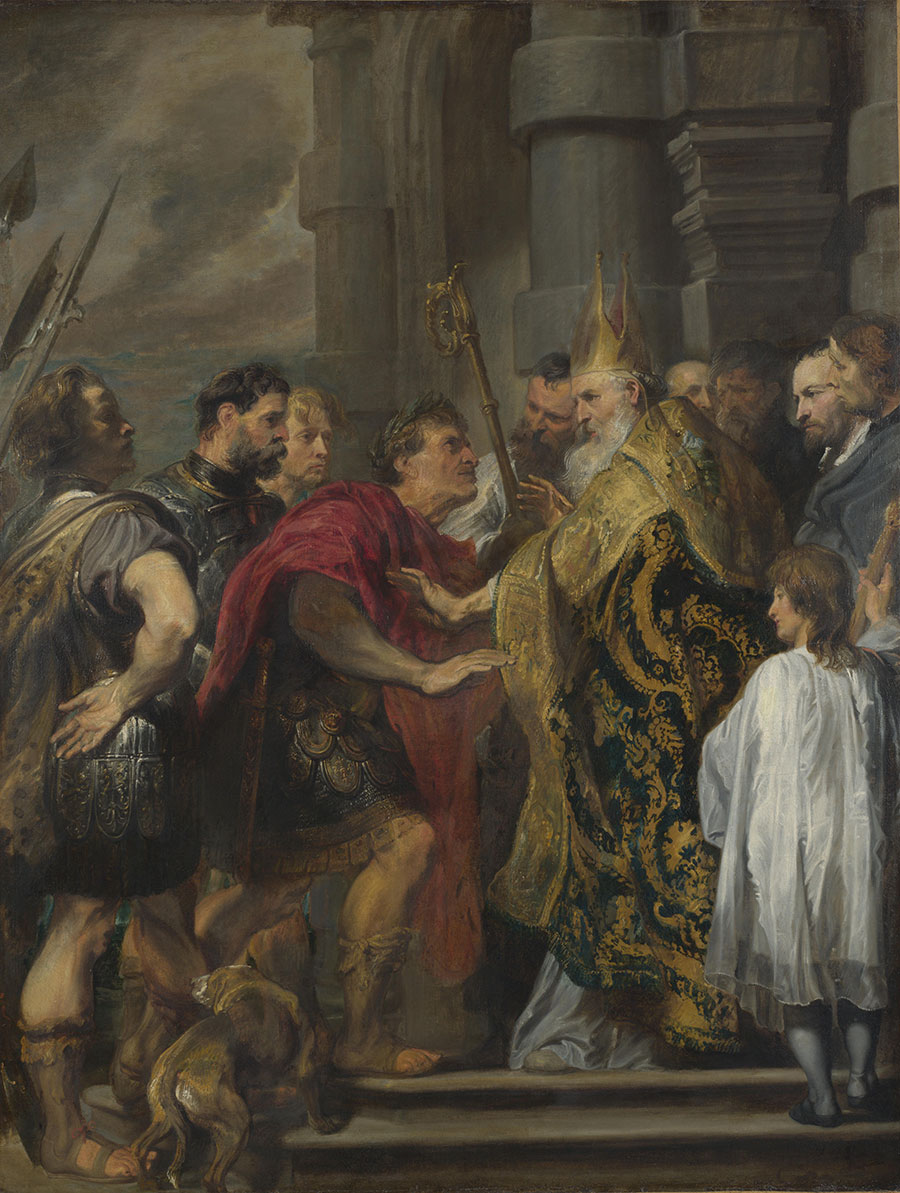 阻拦圣安布罗斯进入米兰大教堂的狄奥多索国王