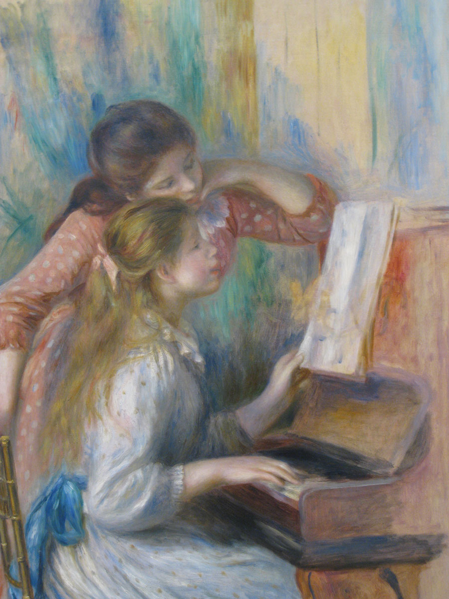 雷诺阿作品: 两个弹钢琴的女孩 高清大图下载