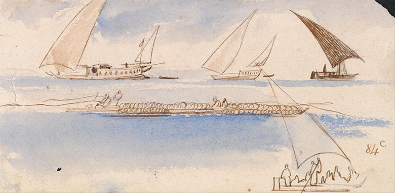 爱德华·李尔风景水彩速写系列: Boats 帆船水彩画