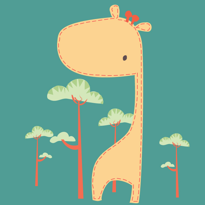  高清电脑卡通装饰画作品: 美丽的小长颈鹿