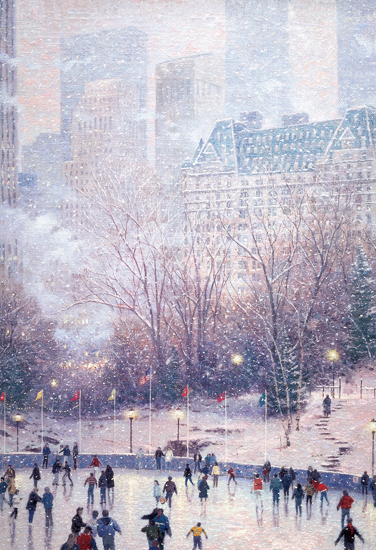 绘光大师 thomas kinkade 作品 美丽的城市雪景 高清素材下载