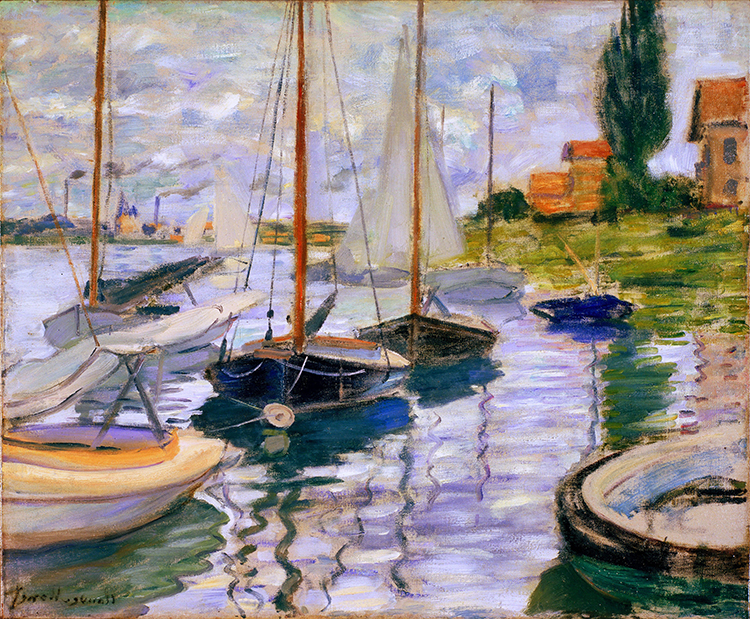 莫奈风景画作品 塞纳河边的帆船 高清油画下载
