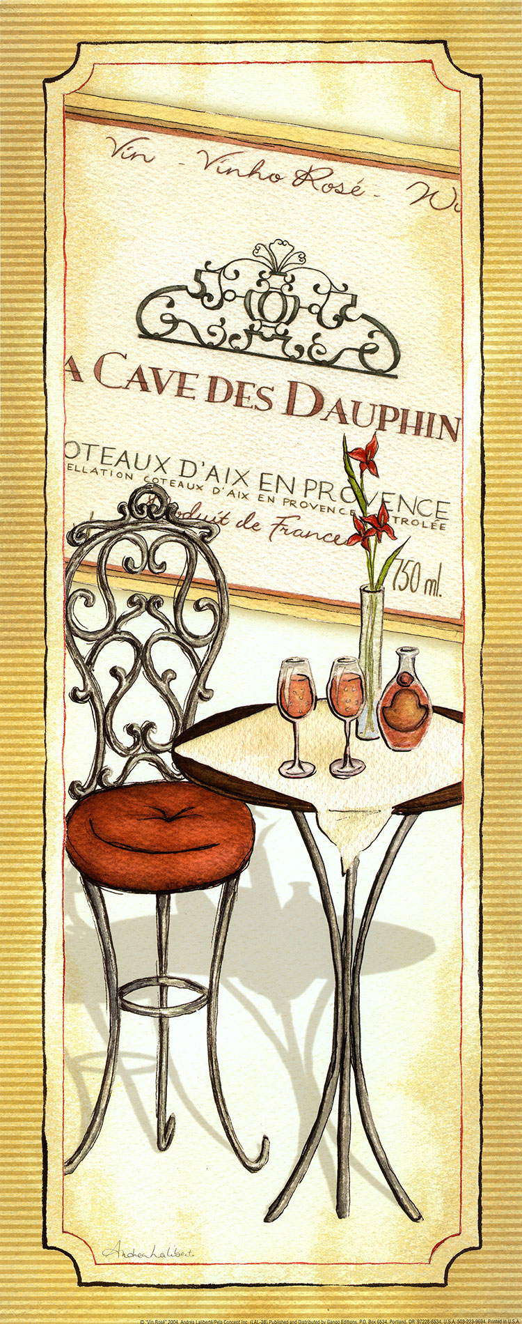 现代酒吧装饰画素材: 餐桌和酒瓶水彩画高清大图下载 D