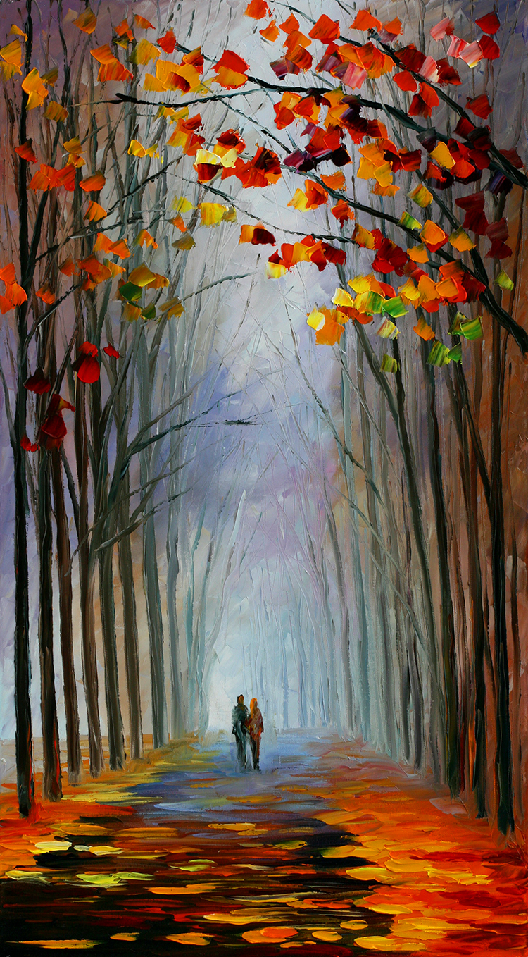 阿夫莫列夫作品 路上行走的情侣 高清油画,阿夫列莫夫