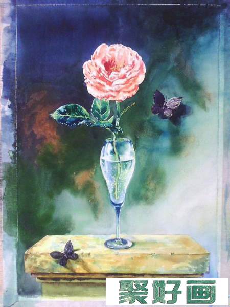 水彩临摹油画玫瑰静物绘画步骤过程 - 绘画吧11
