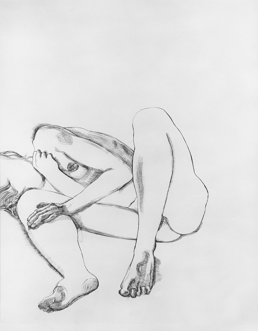 英国画家弗洛伊德素描: 女人体 高清作品图片