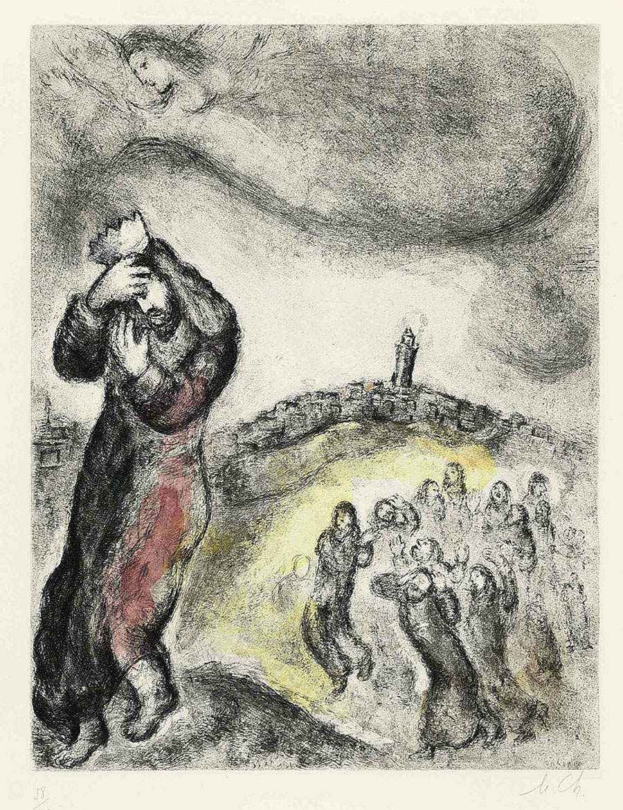 夏加尔油画作品: 被人群砸的国王 高清大图下载