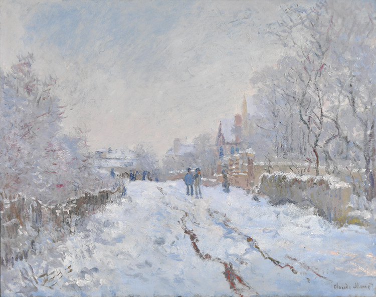 莫奈作品 阿让特伊的雪景 高清雪景油画素材下载
