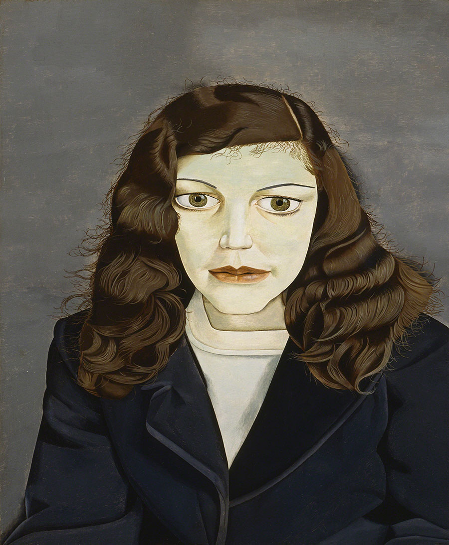 英国画家卢西安弗洛伊德作品: 穿深色外套的女孩