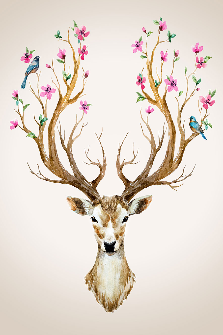 鹿角有花: 三联麋鹿装饰画欣赏 A