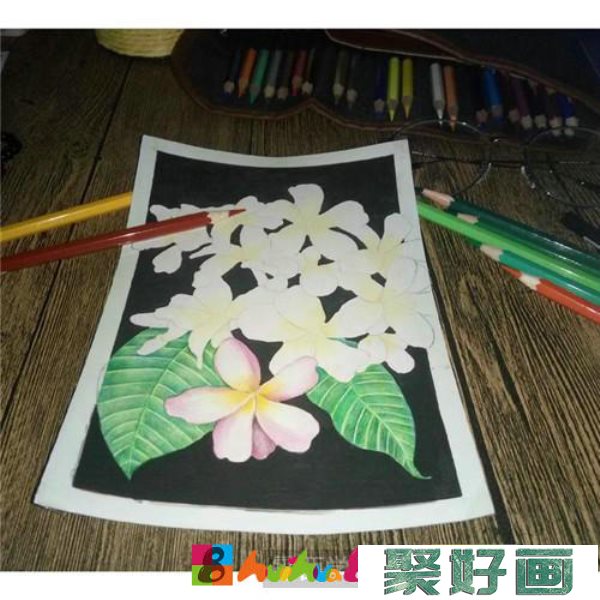 三月花彩铅画