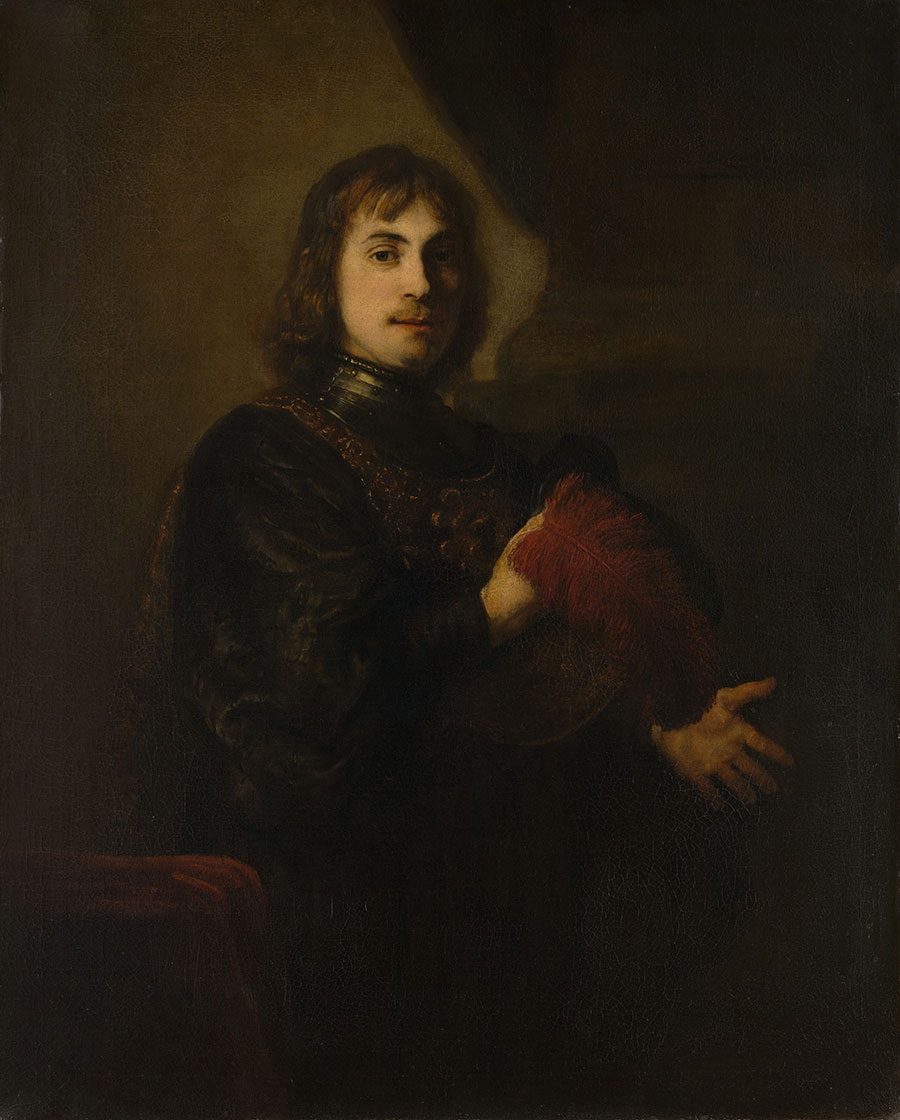 一个身穿胸甲和手拿帽子的男子 - Portrait of a man with a cuirass and a hat