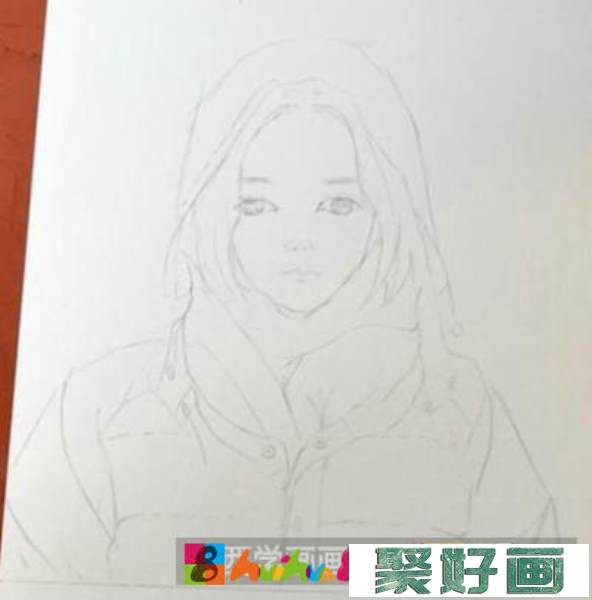 那个叫柿子的女孩水彩画