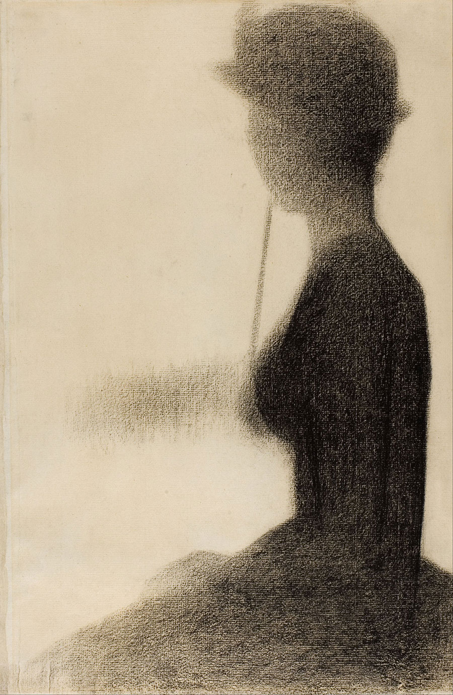 修拉素描作品: 坐着的女人