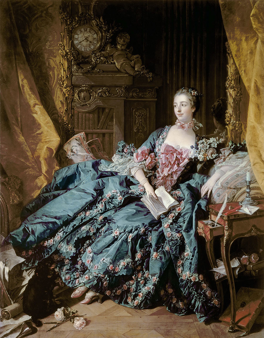 布歇作品: 在看书的蓬帕杜夫人 Portrait of Marquise de Pompadour