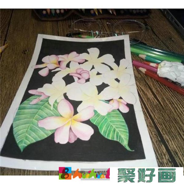 三月花彩铅画