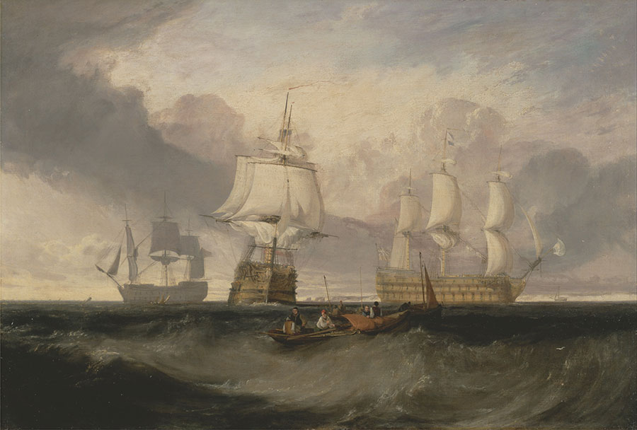 透纳作品:从特拉法尔加胜利返回 大帆船油画