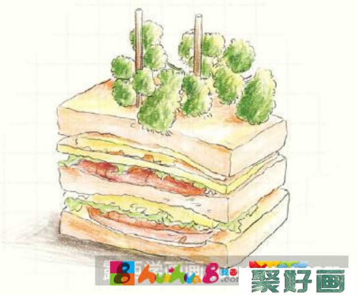 怎么画三明治