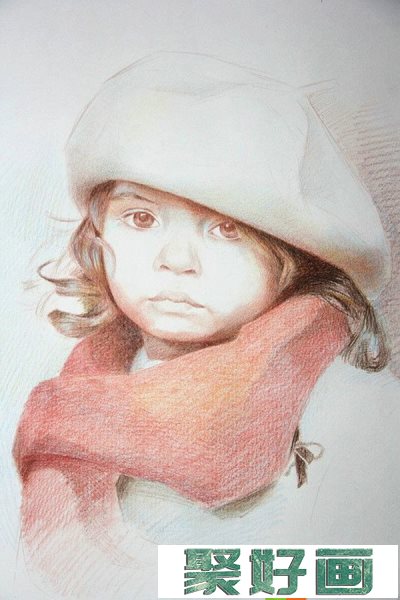 彩铅可爱的外国小女孩画法