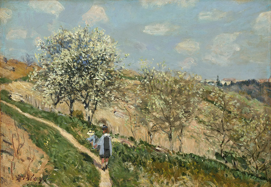 西斯莱作品: 布吉佛的春天景观 landscape spring at bougival