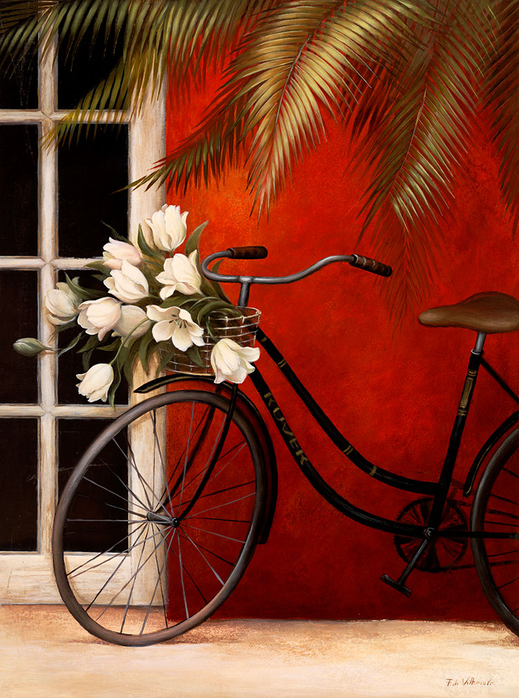 欧式漂亮的色彩自行车装饰画素材下载 B