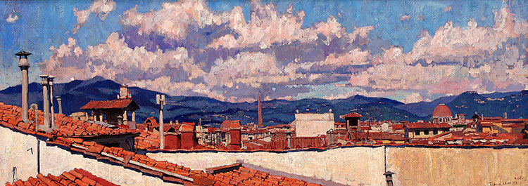 timur akhrive作品  正午下  红瓦房顶的城镇   风景大图