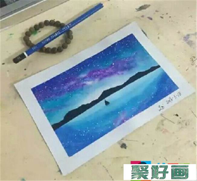 水彩画简单画星空