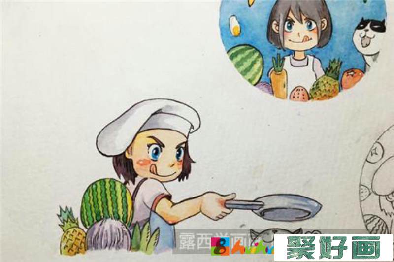 厨娘水彩画