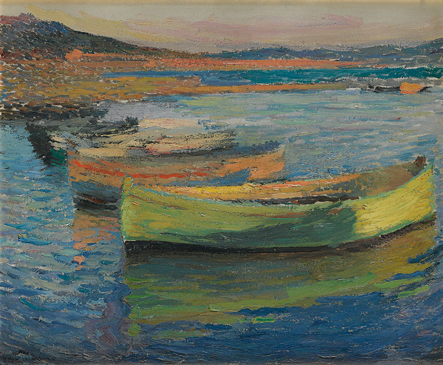 亨利马丁油画:河里的小船