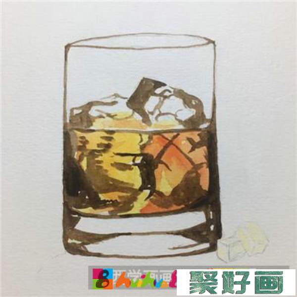 鸡尾酒水彩