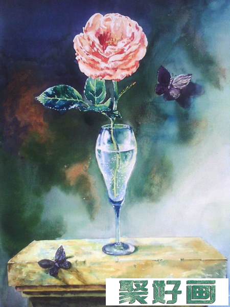水彩临摹油画玫瑰静物绘画步骤过程 - 绘画吧13