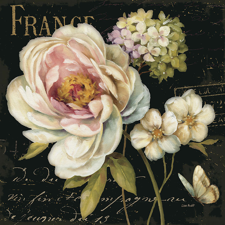现代欧式手绘装饰画素材: 玫瑰花和绣球花