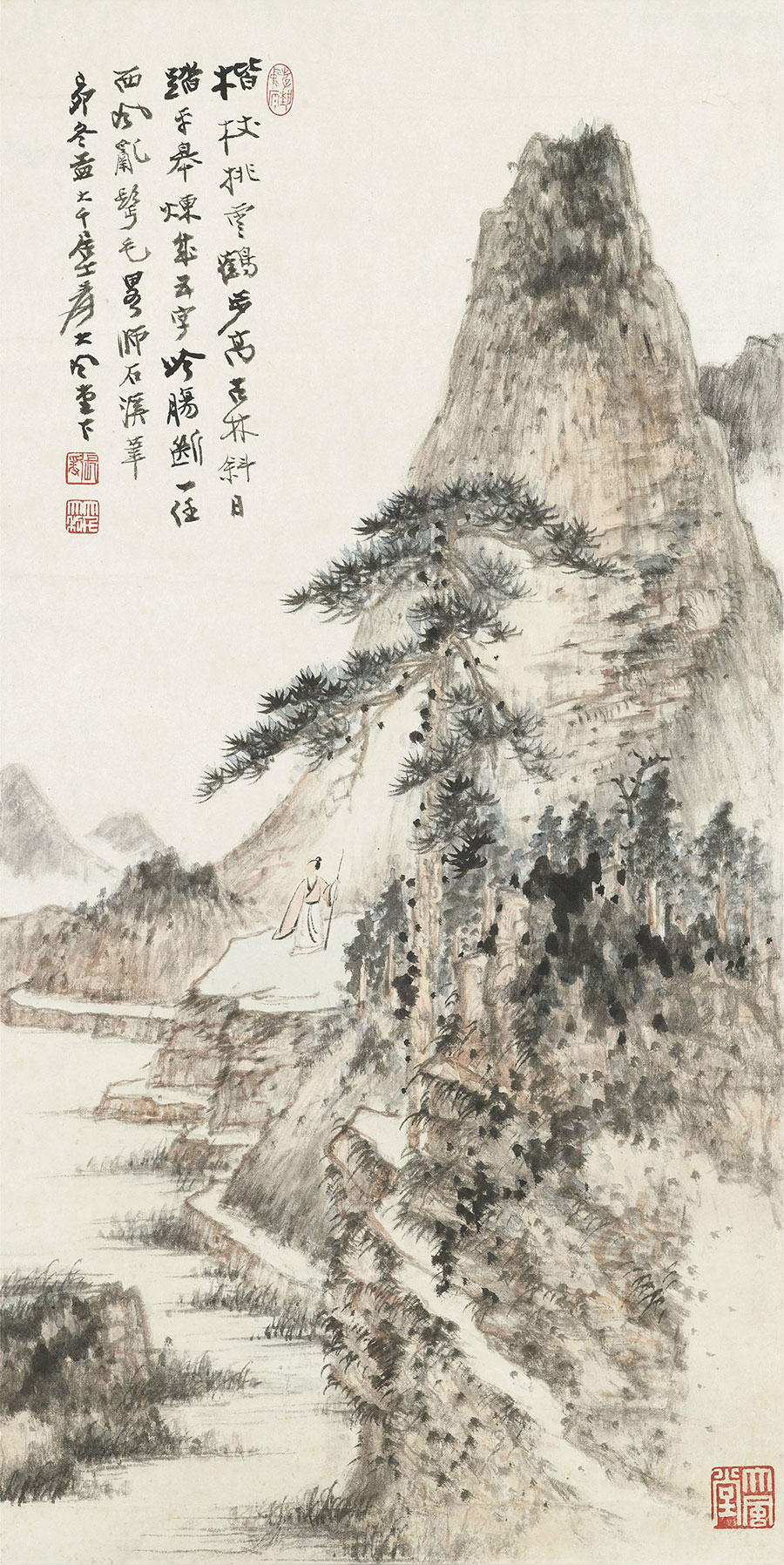 张大千作品: 霁翠群峰  高清山水画下载