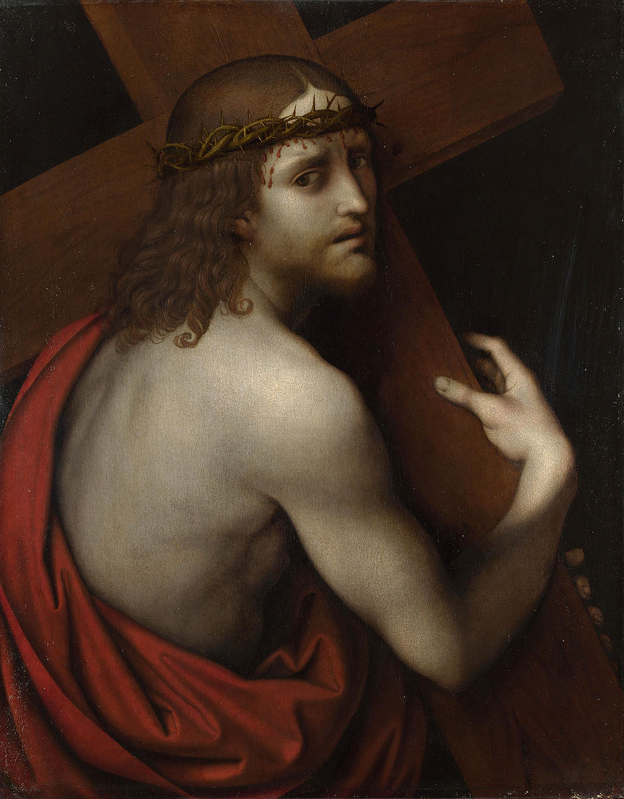 达·芬奇的画 抱着十字架的耶稣 高清油画大图下载